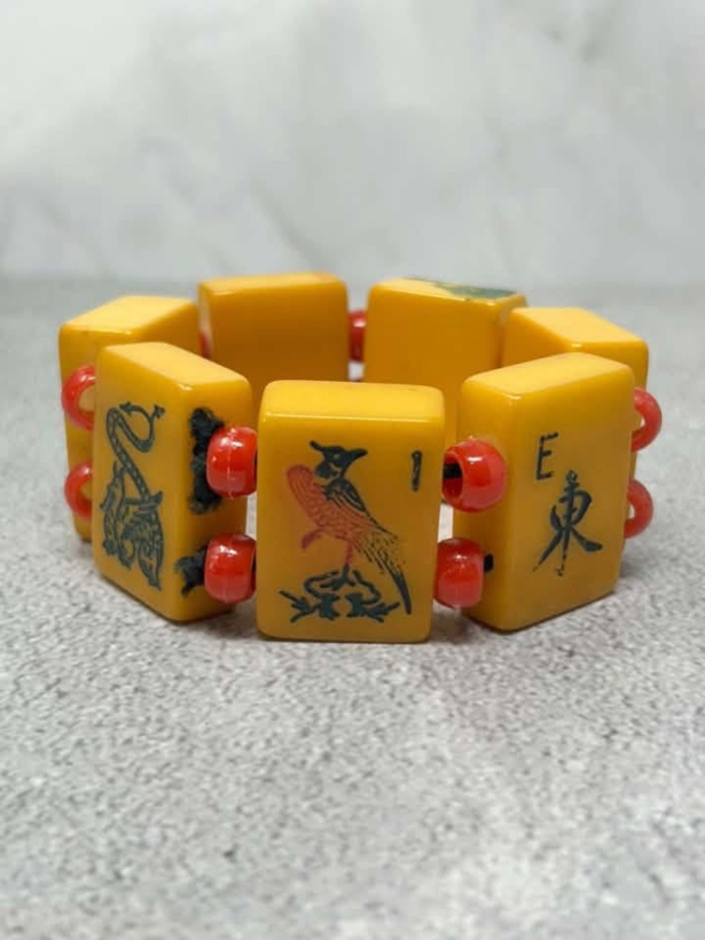 Vintage Bakelite MahJong Tile Bracelet